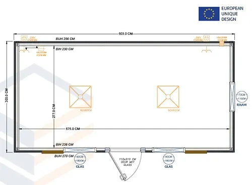 Bürocontainer 6×3 METER STOCKHOLM-MODELL