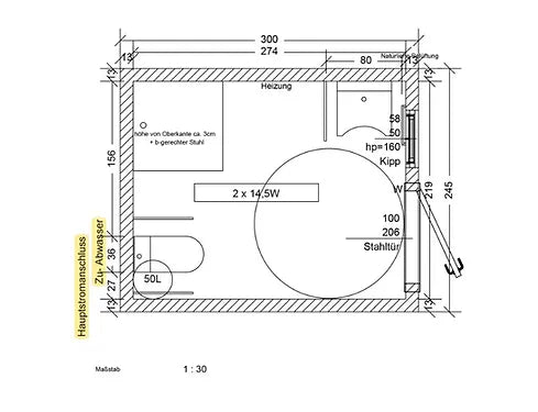 10 Fuß Sanitärcontainer. – SC0 (AMI) – (7,35 m2)