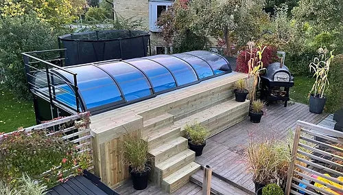 Containerpool 6,2 x 2,5 m, gebrauchsfertig mit Dach, Premium-Paket