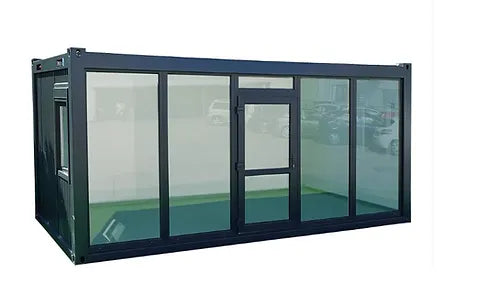 Container 6×3 Meter mit Glaswand RAL 7016