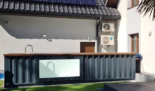 6,2 m x 2,5 m großer, gebrauchsfertiger Containerpool mit Poolfenster