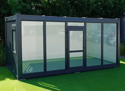 Container 6×3 Meter mit Glaswand RAL 7016