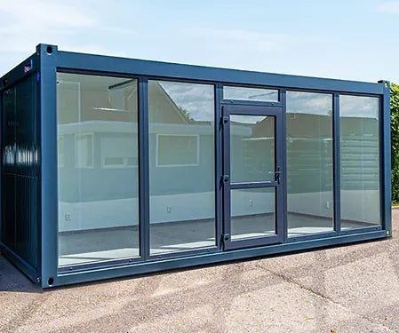 Container 6×3 Meter mit Glaswand RAL 7016