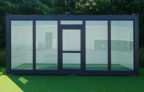 Container 6×3 Meter mit Glaswand RAL 7016