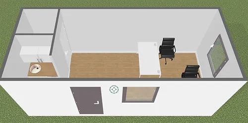 Containerbüro 21 m2 mit WC + Kochnische