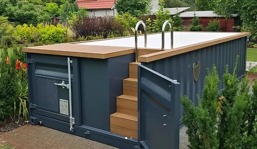 Containerpool 6.2 x 2.5 m, betriebsbereit mit Wärmepumpe