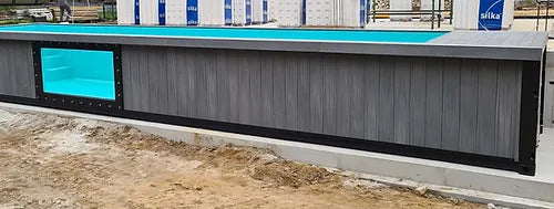 Containerpool 12,2 x 2,8 m, gebrauchsfertig mit Dach, Premium-Paket