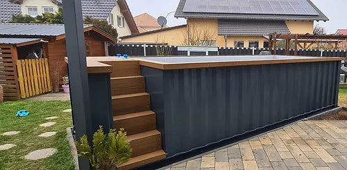 Containerpool 6.2 x 2.5 m, betriebsbereit mit Wärmepumpe