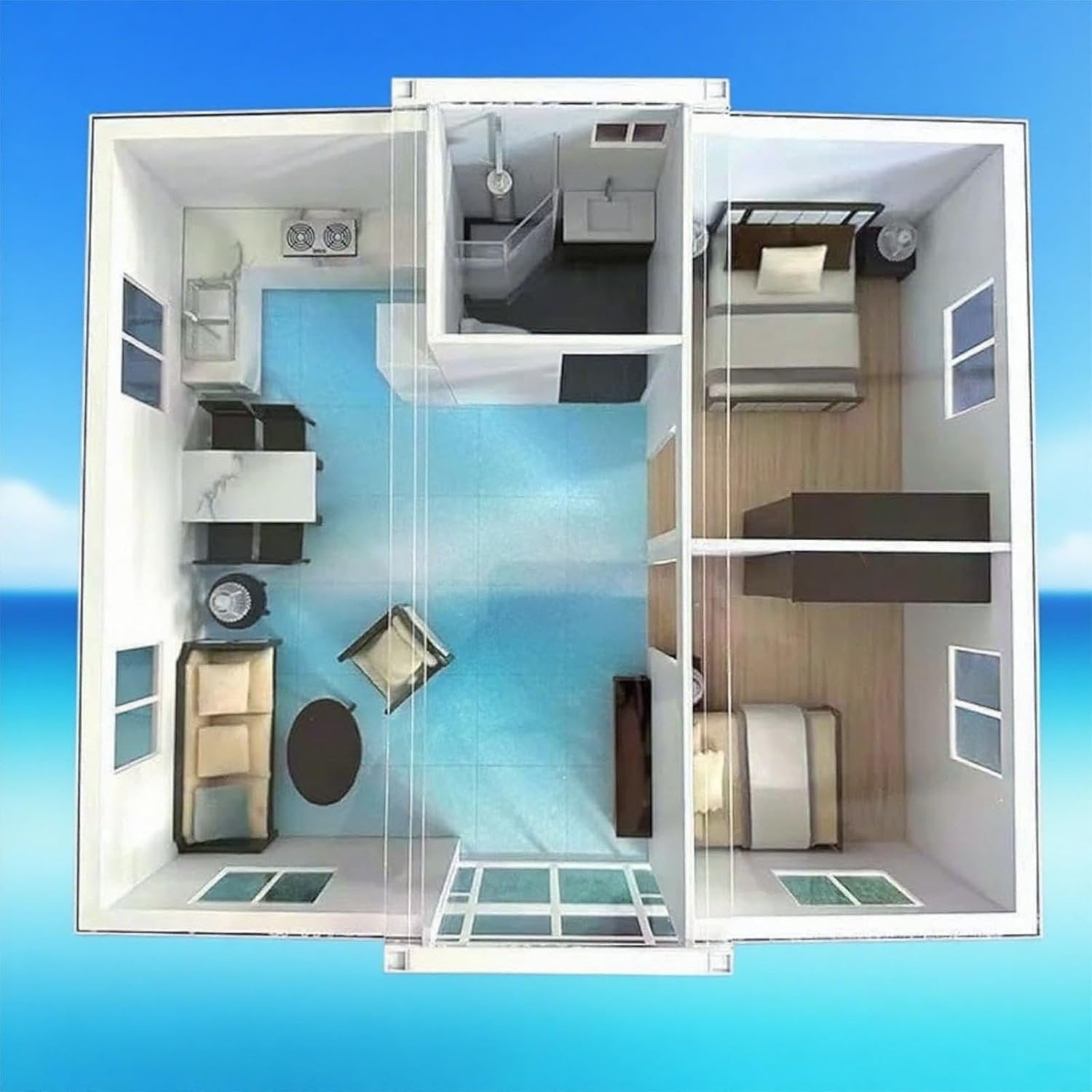 Erweiterbarer Miniaturhauscontainer