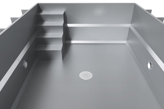 Schwimmbad-Skimmer aus Edelstahl, professionell, 3,5 x 9 x 1,5 m