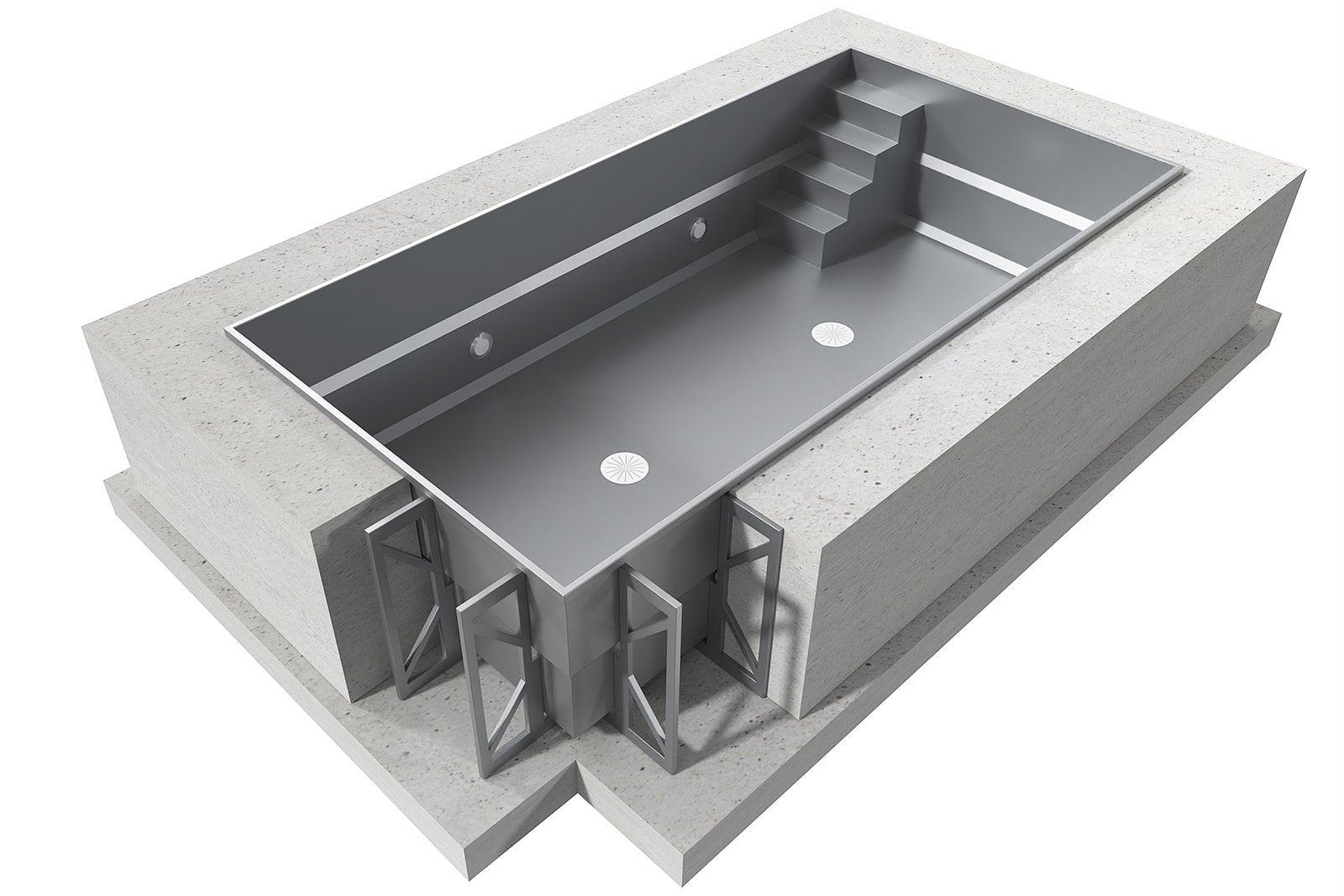 Schwimmbad-Skimmer aus Edelstahl, professionell, 3,5 x 9 x 1,5 m