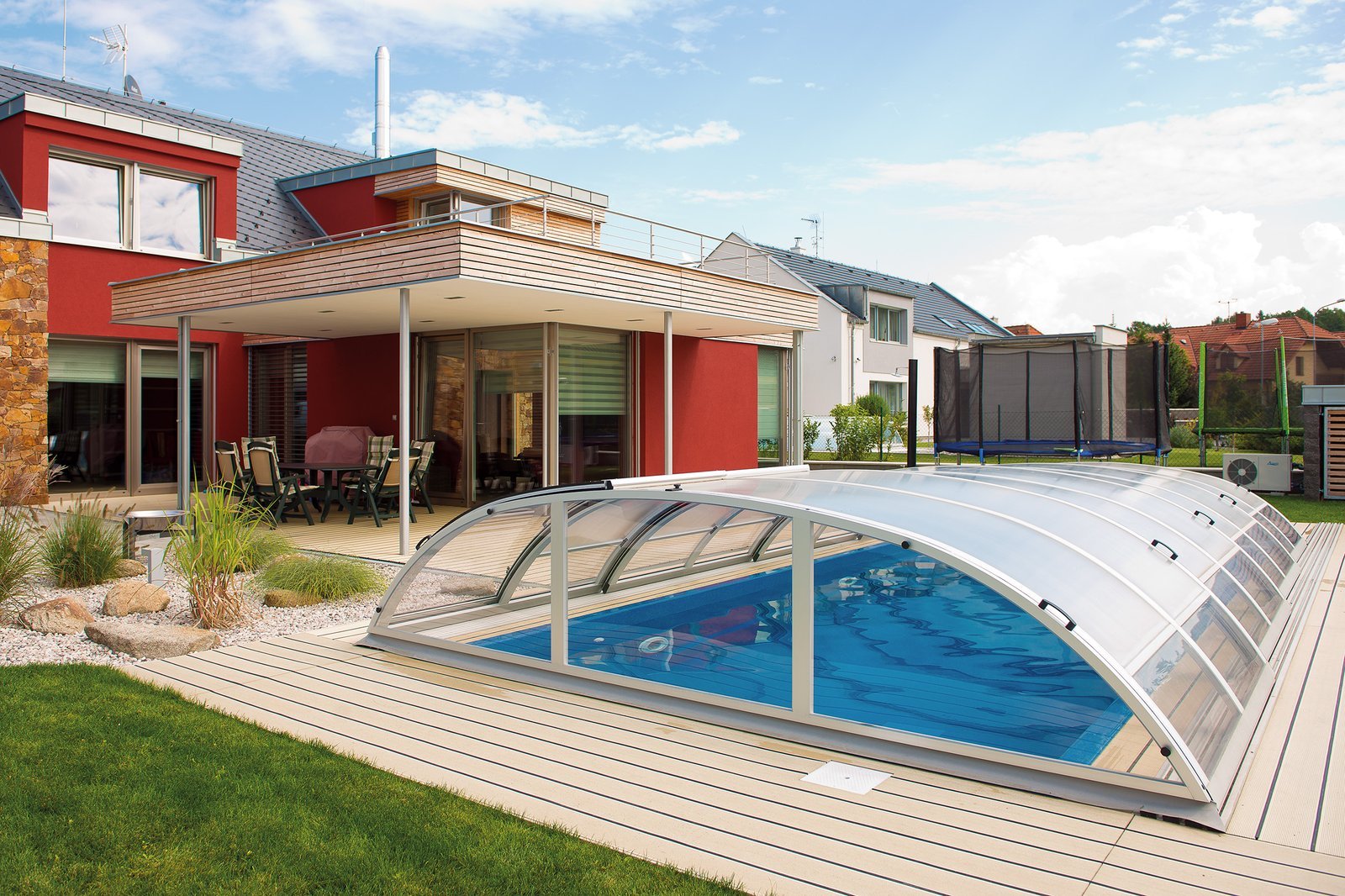 Klares A1-Schwimmbaddach für Schwimmbäder bis 3,20 x 6,30 m