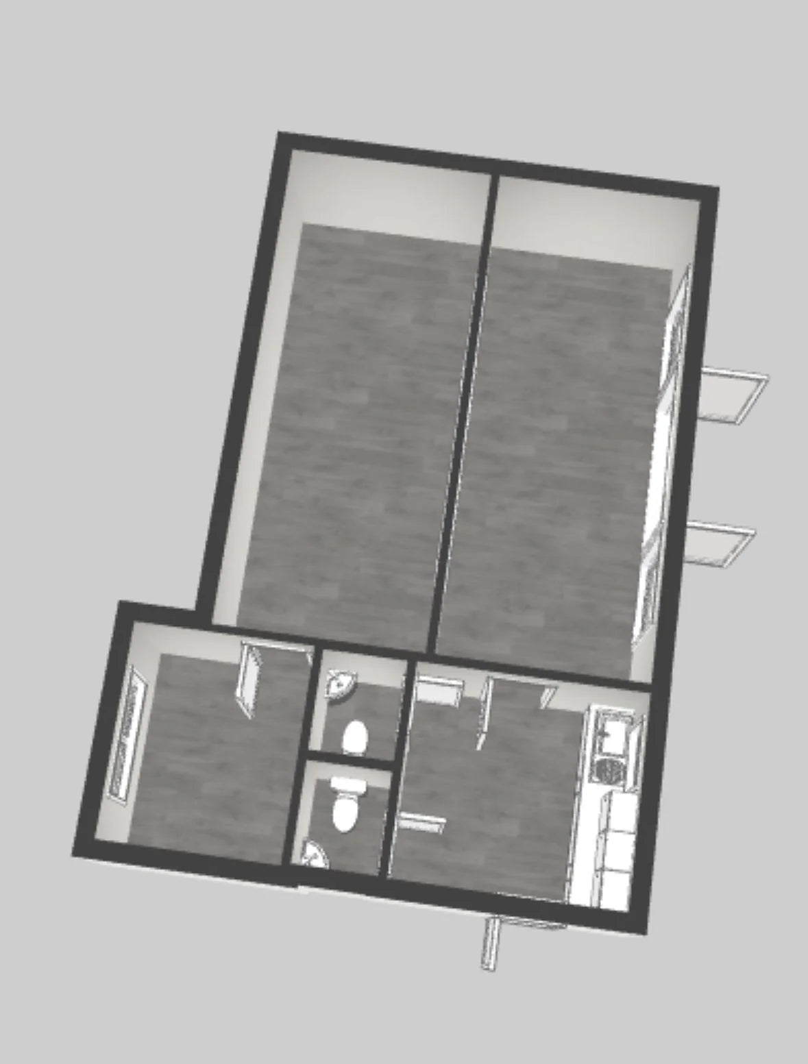 Modularer Sandwich-Container – Büros, Geschäfte/Logements, 6 Teile – 63 m²