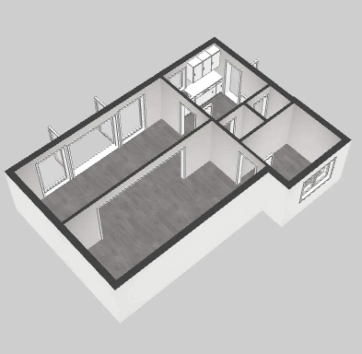 Modularer Sandwich-Container – Büros, Geschäfte/Logements, 6 Teile – 63 m²