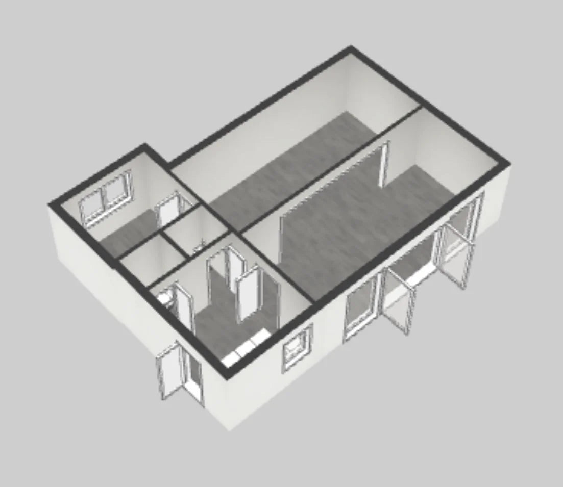 Modularer Sandwich-Container – Büros, Geschäfte/Logements, 6 Teile – 63 m²