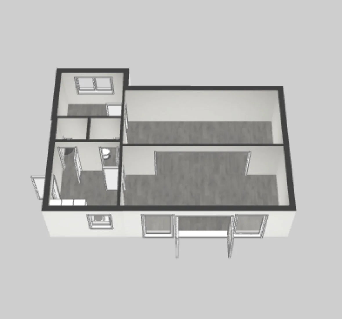 Modularer Sandwich-Container – Büros, Geschäfte/Logements, 6 Teile – 63 m²