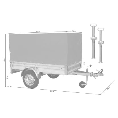 Hohe Plane, Krücken und Stützrad. Stema Variolux 750 Anhänger-Kit inkl.