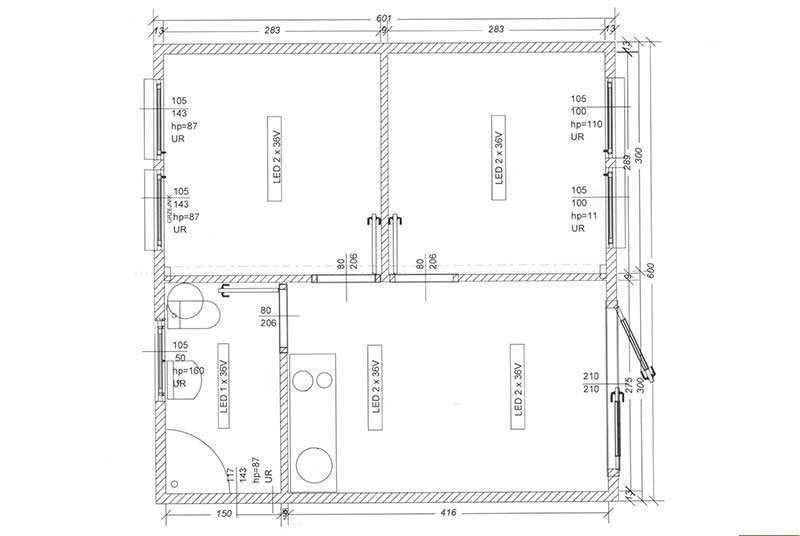 Containerhaus 36m² mit 3 Schlafzimmern + Badezimmer
