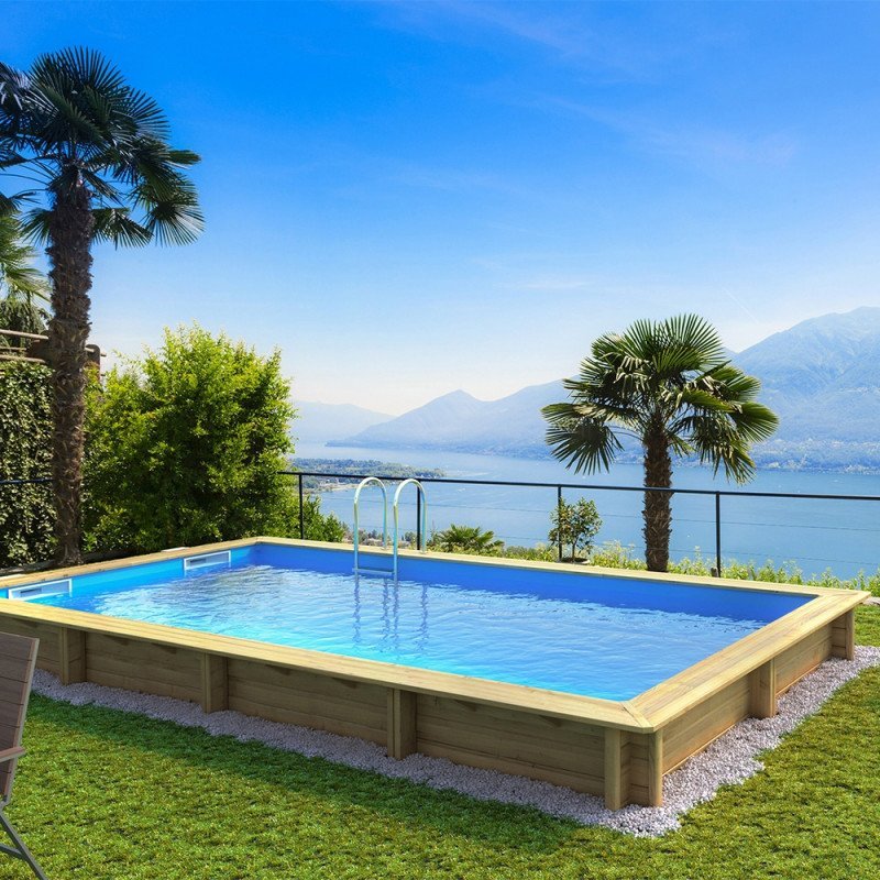 Rechteckiges Holzschwimmbecken 6 mx 3 m