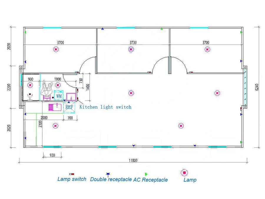 Erweiterbarer 3-Kammer-Hauscontainer